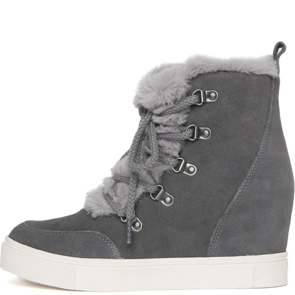 Womens grey cheap wedge boots