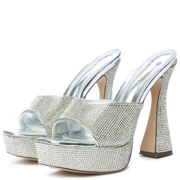 Juicy Couture, Shoes, Juicy Couture Silver Sparkle Slingback Heels Size  85