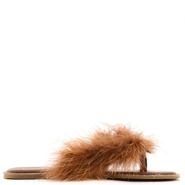 Bebe-2 Fur Thong Sandals –