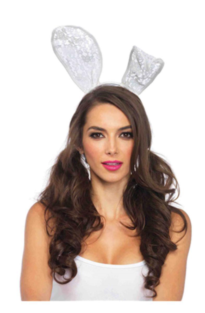 Lace bunny ears headband in WHITE