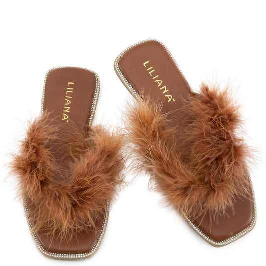 Bebe-2 Fur Thong Sandals