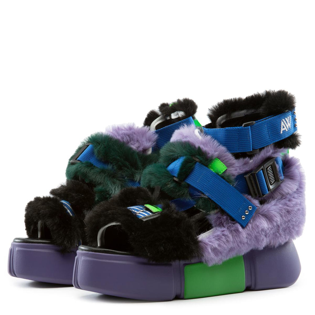 Furry discount platform sandals