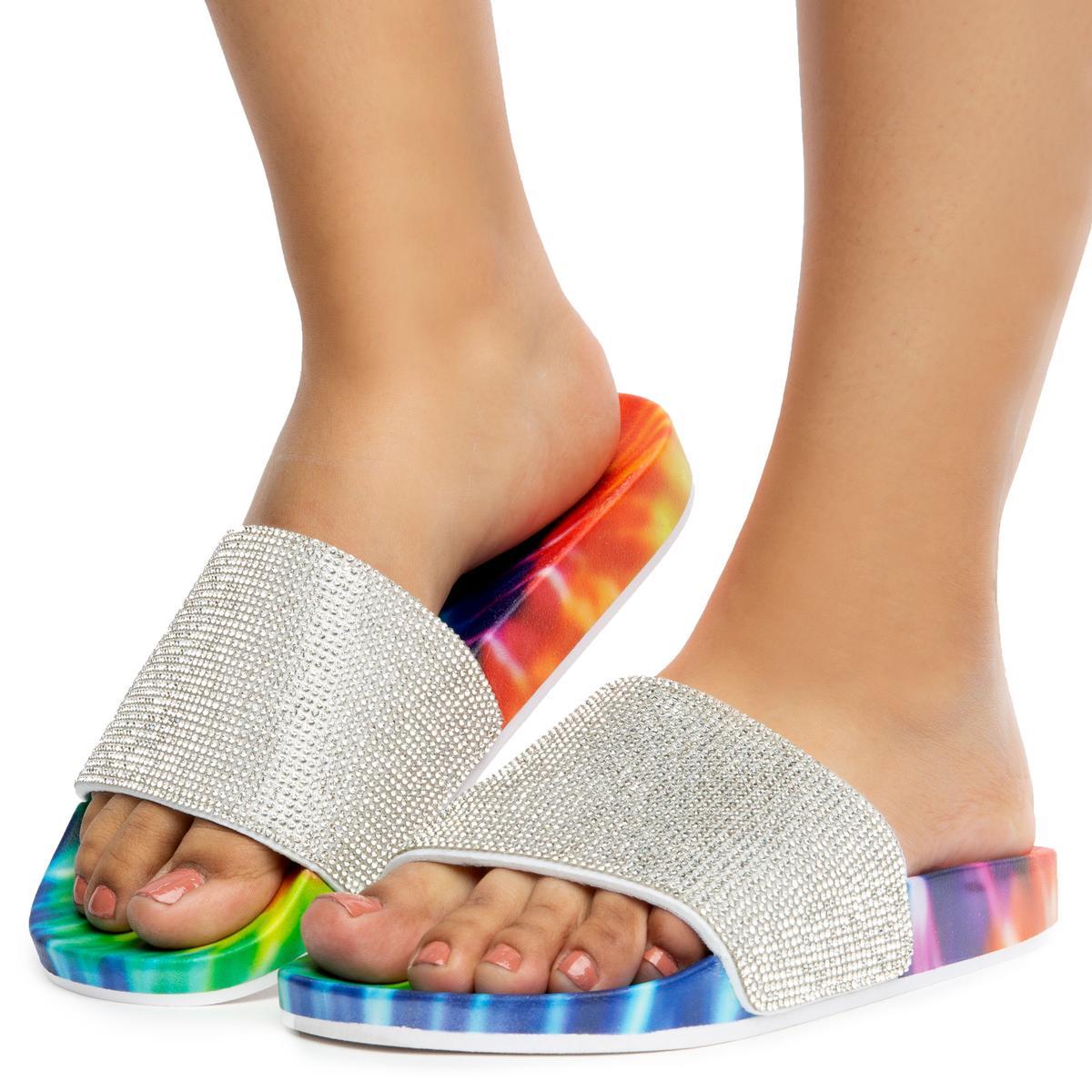 Tie dye discount sandals with rhinestones