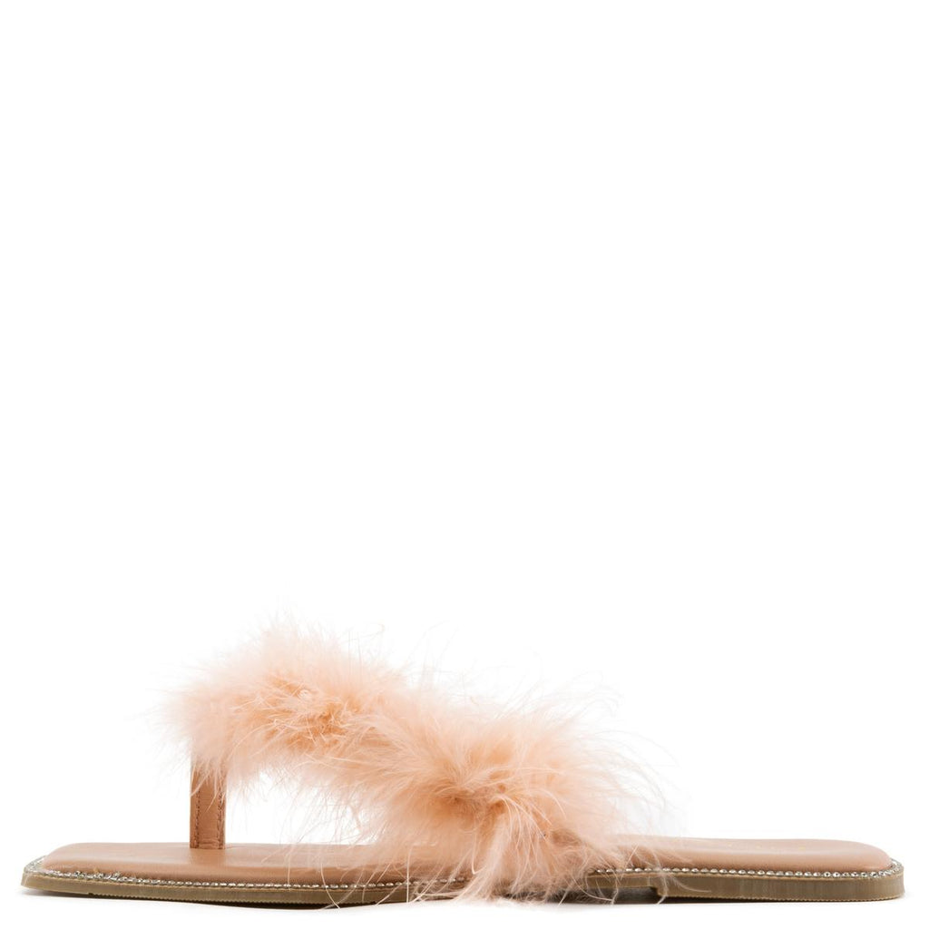 Bebe 2 Fur Thong Sandals TiltedSole