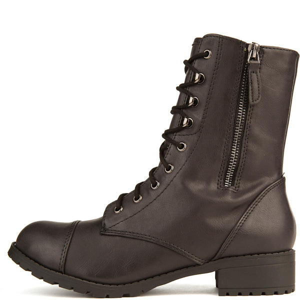 Footer-S Lace-Up Combat Boot Black – TiltedSole.com