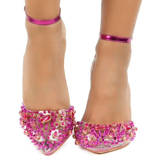 Pink hotsell jeweled heels